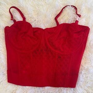 Victoria’s Secret Red Lace Bustier Top 36DD